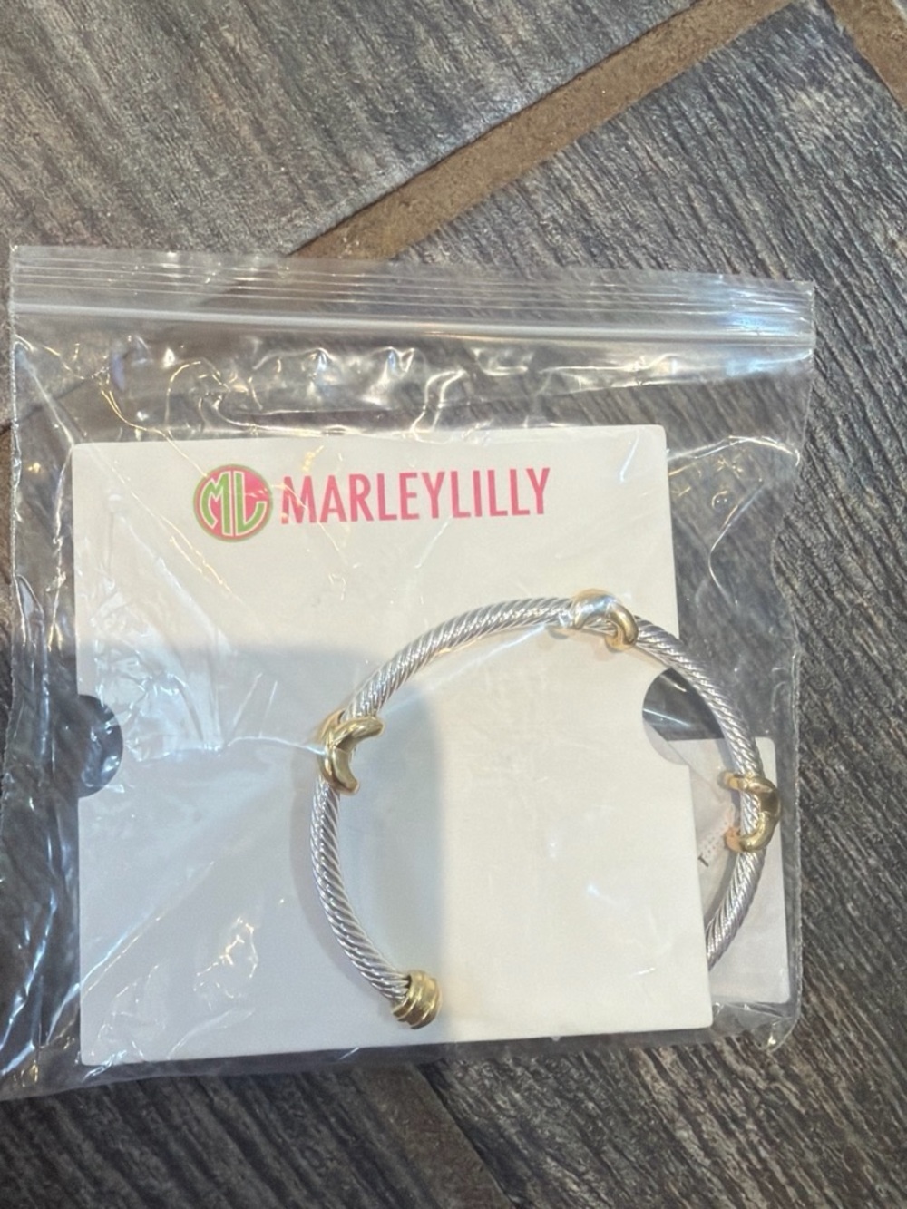 Marley Lilly Two-Tone Cable Knot Bracelet - Silver & Gold